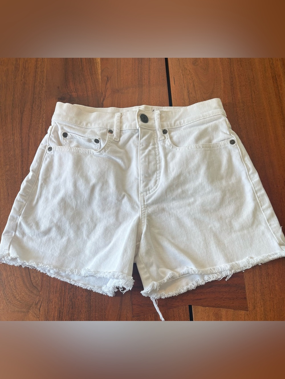 Lou & Grey White Frayed Hem Denim Shorts